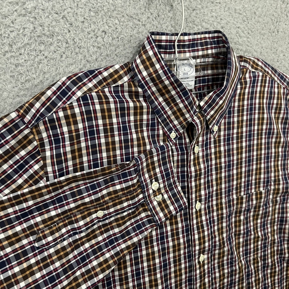 Brooks Brothers Shirt‎ Mens Large Multicolor Plaid Regent Non Iron All Cotton